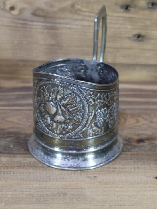Podstakannik train Cup Other - Podstakannik train Cup holder for Tea Cupronickel Tips "Fruit Basket" USSR 70s'